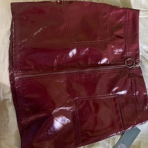 Mini leather zip skirt